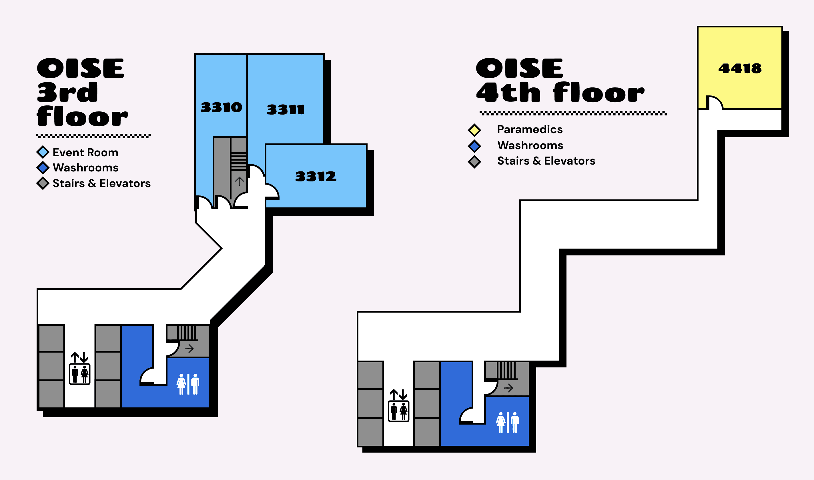 Map of OISE 3rd and 4th floors