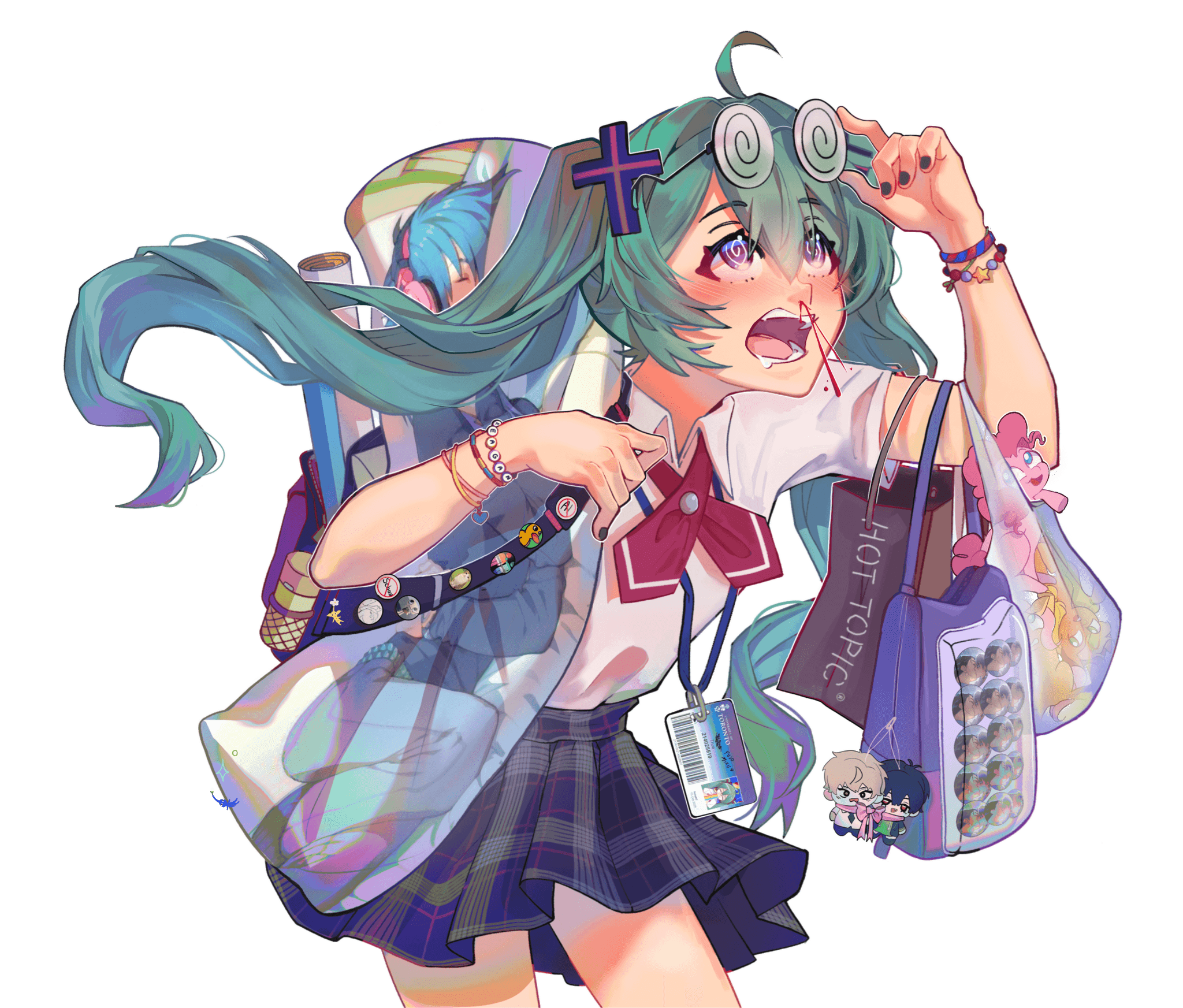 Fujo Miku purchasing much merch at the UofT Convention this April.